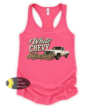 Load image into Gallery viewer, White Chevy Silverado Vintage Truck Country Music Women's Tank Top
