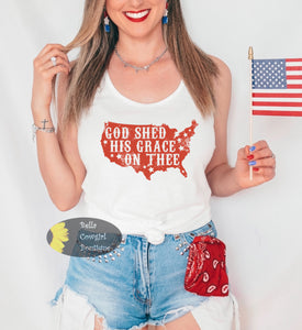 God Shed His Grace On Thee Patriotic July 4th Women's Tank Top