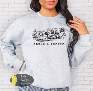 Thank A Farmer Country Cow Sweatshirt