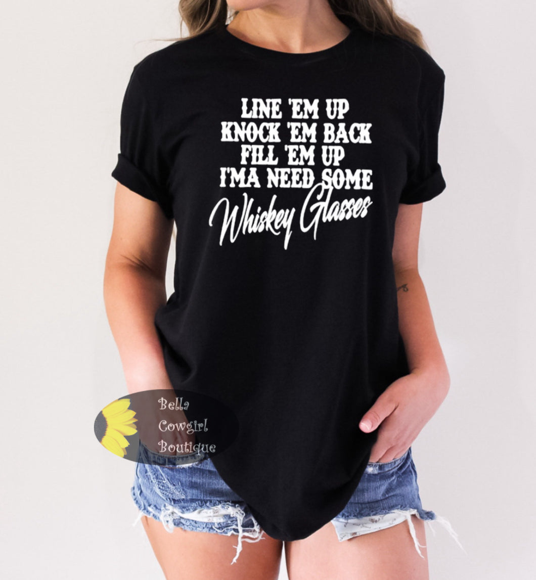 Whiskey Glasses Country Music T-Shirt