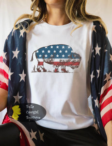 Red White And Buffalo July 4th Patriotic T-Shirt