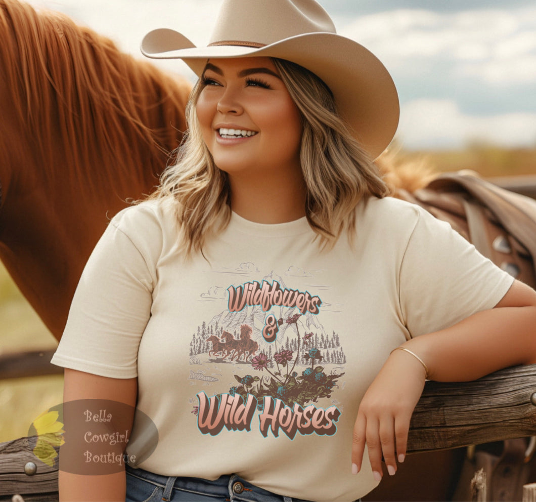 Wildflowers And Wild Horses Country Music T-Shirt