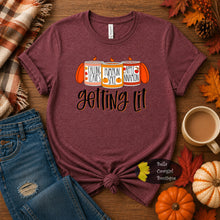 Load image into Gallery viewer, Getting Lit Pumpkin Spice Autumn Leaves Fall Candles Funny T-Shirt
