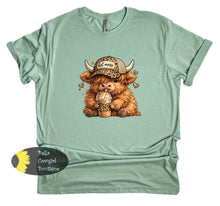 Load image into Gallery viewer, Hot Mess Highland Cow Iced Coffee Funny Western T-Shirt
