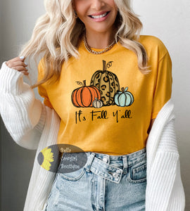 It's Fall Y'all Leopard Pumpkin T-Shirt