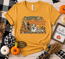 Load image into Gallery viewer, Creepin' It Country Funny Farmhouse Halloween T-Shirt
