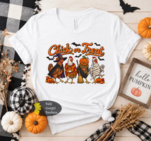Load image into Gallery viewer, Chick Or Treat Funny Halloween Chickens In Costume Farmhouse Western T-Shirt
