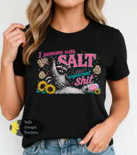Load image into Gallery viewer, I Season Everything With Salt I Don't Sugar Coat Shit Raccoon Sunflower Funny T-Shirt
