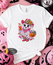 Load image into Gallery viewer, Boujee Cowgirl Pumpkin Spice Ghost Halloween T-Shirt
