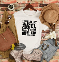 Load image into Gallery viewer, Little Bit Angel Whole Lotta Outlaw Country Music Concert T-Shirt
