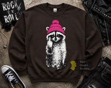 Load image into Gallery viewer, Flipping The Bird Edgy Raccoon Sweatshirt
