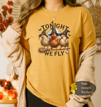 Load image into Gallery viewer, Tonight We Fly Country Chicken Halloween T-Shirt
