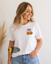 Load image into Gallery viewer, Jack O' Lantern Cherries Pocket Halloween T-Shirt
