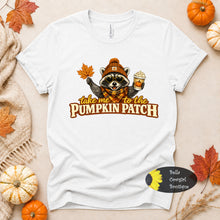 Load image into Gallery viewer, Take me To The Pumpkin Patch Fall Pumpkin Spice Raccoon T-Shirt
