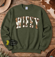 Load image into Gallery viewer, Cow Print Wifey Western Sweatshirt
