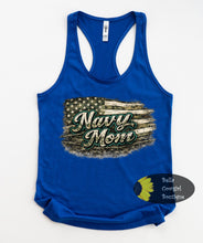 Load image into Gallery viewer, Navy Mom American Flag Patriotic Women's tank Top
