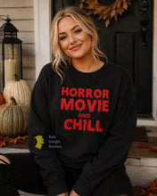 Load image into Gallery viewer, Horror Movie And Chill Halloween Sweatshirt
