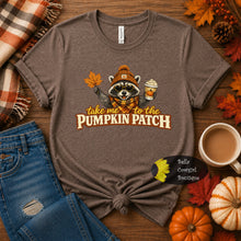 Load image into Gallery viewer, Take me To The Pumpkin Patch Fall Pumpkin Spice Raccoon T-Shirt
