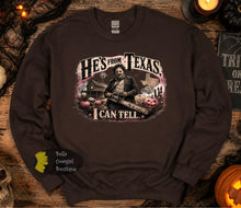 Load image into Gallery viewer, He's From Texas I Can Tell Country Music Horror Halloween Sweatshirt
