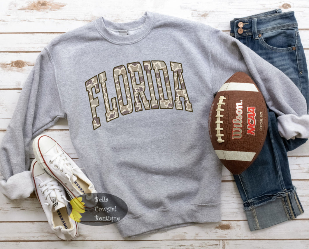 Distressed Country Camo Florida Sweatshirt