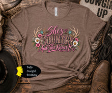 Load image into Gallery viewer, She's Country And She Knows It Deer Antler Country Music T-Shirt
