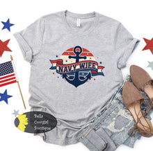 Load image into Gallery viewer, Navy Wife With Anchor Military Patriotic T-Shirt
