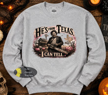 Load image into Gallery viewer, He's From Texas I Can Tell Country Music Horror Halloween Sweatshirt
