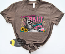 Load image into Gallery viewer, I Season Everything With Salt I Don't Sugar Coat Shit Raccoon Sunflower Funny T-Shirt
