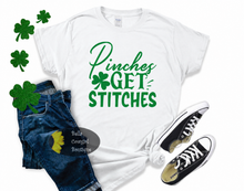 Load image into Gallery viewer, Pinches Get Stitches Funny St. Patrick's Day T-Shirt
