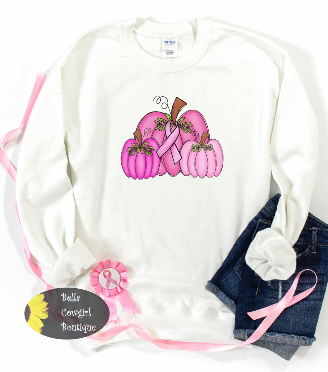 Pink October Pumpkins Breast Cancer Awareness Sweatshirt