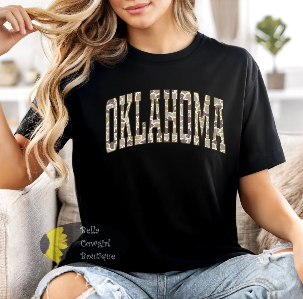 Distressed Country Camo Oklahoma T-Shirt