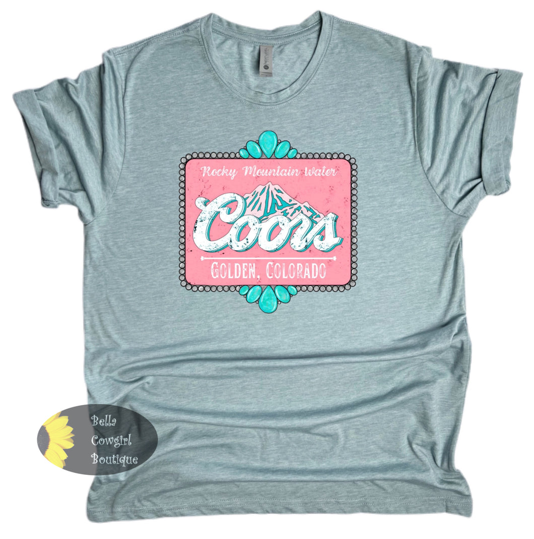 Coors Rocky Mountain Water Punchy Western T-Shirt