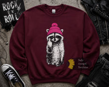 Load image into Gallery viewer, Flipping The Bird Edgy Raccoon Sweatshirt
