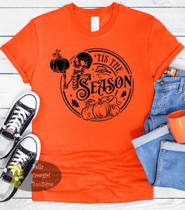Tis The Season Skeleton Pumpkin Halloween Women's T-Shirt