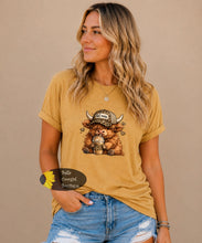 Load image into Gallery viewer, Hot Mess Highland Cow Iced Coffee Funny Western T-Shirt

