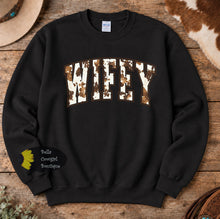Load image into Gallery viewer, Cow Print Wifey Western Sweatshirt
