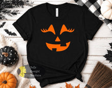 Load image into Gallery viewer, Pumpkin With Lashes Halloween Women's T-Shirt

