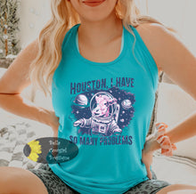 Load image into Gallery viewer, Houston I Have So Many Problems Outer Space Cow Western Women's Tank Top
