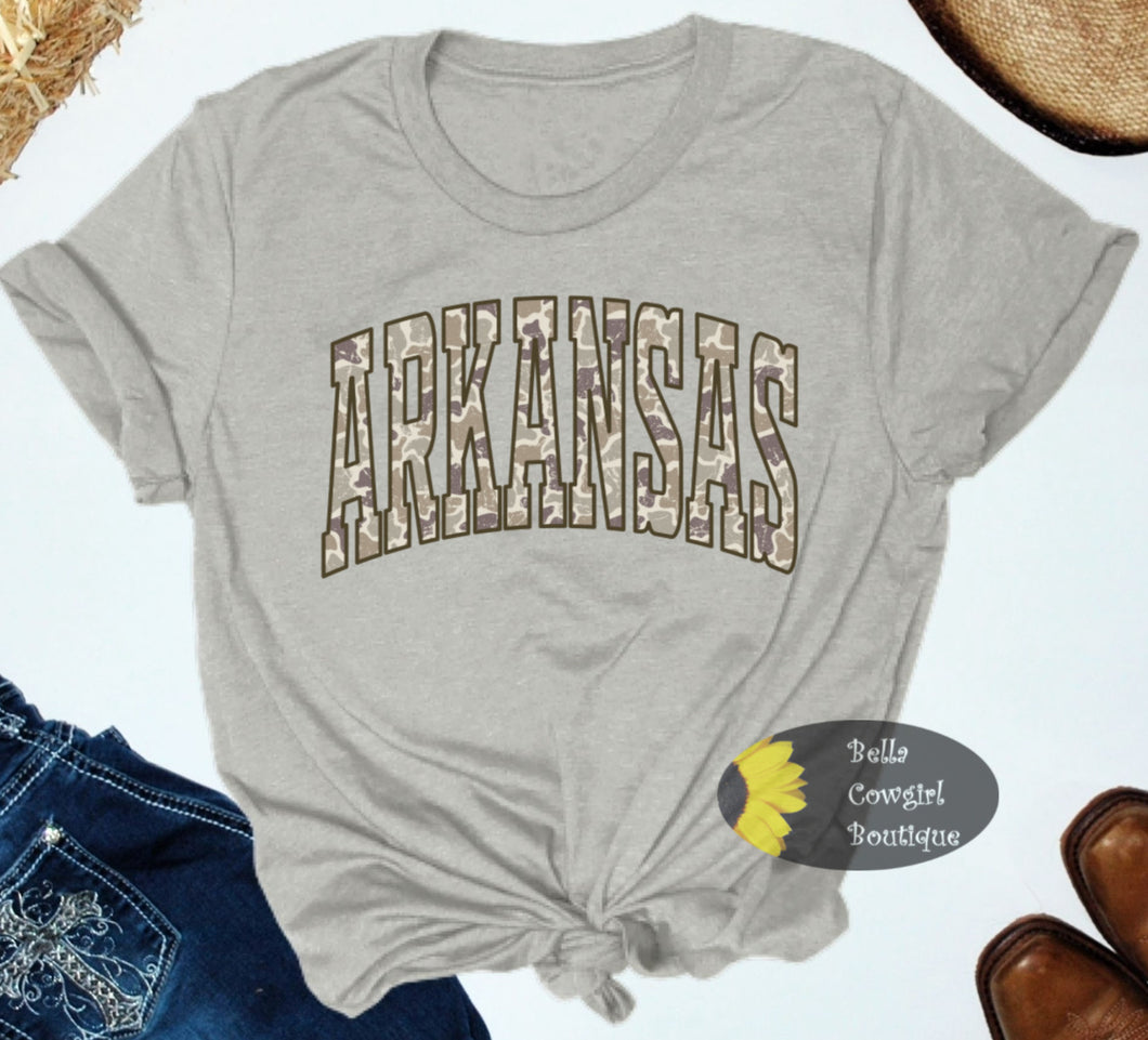 Distressed Country Camo Arkansas T-Shirt