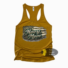 Load image into Gallery viewer, Navy Mom American Flag Patriotic Women's tank Top
