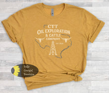 Load image into Gallery viewer, CTT Oil Exploration &amp; Cattle West Texas Country Oil Field T-Shirt
