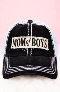 Mom Of Boys Mesh Distressed Hat