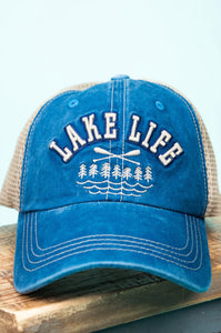 Blue Lake Life Mesh Distressed Hat