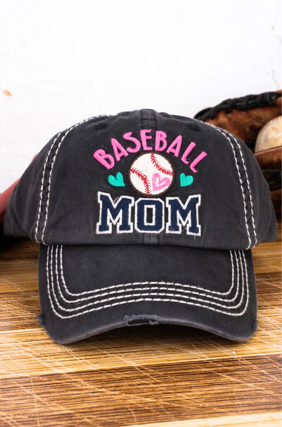 Baseball Mom Distressed Hat