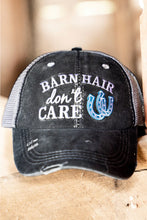 Load image into Gallery viewer, Barn Hair Don&#39;t Care Lucky Horseshoe Western High Pony Distressed Hat
