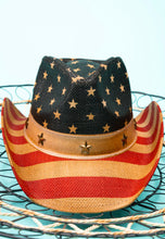 Load image into Gallery viewer, Star Spangled Straw Western Patriotic Cowgirl Hat
