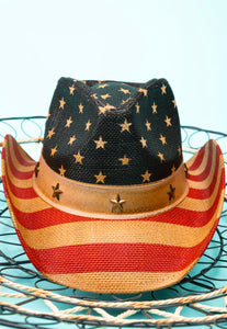 Star Spangled Straw Western Patriotic Cowgirl Hat