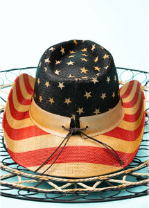 Star Spangled Straw Western Patriotic Cowgirl Hat