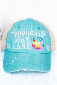 Pool Hair Don't Care Distressed Hat Mint