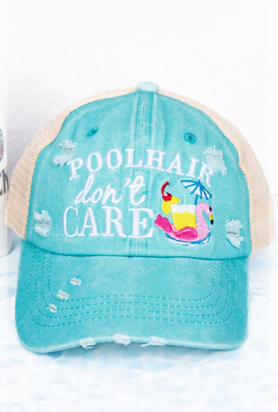 Pool Hair Don't Care Distressed Hat Mint